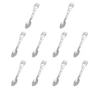 harayaa 10x Multifunction Camping Spork Fork Knife Utility Can Bottle Opener Stainless Steel Spoon for Hiking Travel BBQ Outdoor, Silver