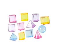 harayaa 12Pcs Geometric Shapes Blocks 3D Geometric Solids Colorful Pattern Blocks Learning Toys for Elementary Ages 3 4 5 6 Years