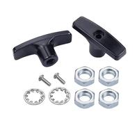 harayaa 2 Pieces RV Waste Valve Handles Water Tank Hose Handles 55mm for Dump Release Extension Rod with 4 Nuts 2 Screws Gaskets, Black