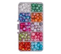 harayaa 200 Pieces Decorative Beads Crackle Glass Beads Assorted Craft Beads Jewelry Beads Bright Layered Finish Suitable for DIY Jewelry Handmade Gifts Crafting Hobby Use