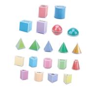 harayaa 20Pcs 3D Shapes Geometric Solids Learning Toys Geometric Shapes Blocks Set for Classroom Home School Supplies Ages 4-8 Kids