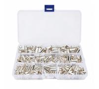 harayaa 240 Pieces Silver Copper Tube Compress Terminals Non-Insulated EN-Series Compress Terminal Assortment for Electricians, Electrical Wiring Repairs