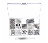 harayaa 254 Pieces Guitar Hardware Screw Set With Stainless Steel Components And Nine Screw Types For Electric Guitar Pickguard Installation Bridge Setup, Silver