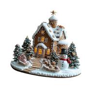 harayaa 2D Christmas Decoration Festive House & Trees Tabletop Ornament Acrylic Xmas Village Miniature Gingerbread House Decor for Christmas Office Home Desktop Holiday Table