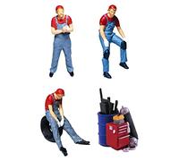 harayaa 3 Pieces People Figures Repairman Figurines Hand Painted Model Character Resin Simulation Accessory Decoration Suitable for Diorama Layout Sand Table, Red A