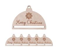 harayaa 6Pcs Macrame Ornaments Wood Pieces Hanging Pendants DIY Semi Circle Wooden Crafts Christmas Ornament Holiday Seasonal Decor