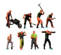 harayaa 8Pcs 1/64 Worker People Figures Tiny People Craft Miniature Figurines Mini Models for Sand Table Layout DIY Scenery Building