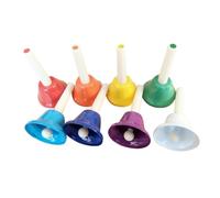 harayaa 8Pcs Hand Bells Set, Colorful Hand Percussion Bells Percussion, Colorful Diatonic Metal Bells for Children