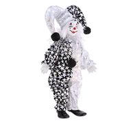 harayaa 9 Inch Clown Doll with Porcelain Finish and Unique Attire, Halloween Display