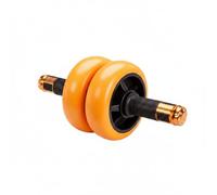 harayaa Abdominal Exercise Wheel Double Core Steel Shaft Quiet Bearing Wide Wheels for Enhanced Balance Suitable for Indoor, Yellow Silent Wheel, Rubber Handle, With Thickened Kneepad