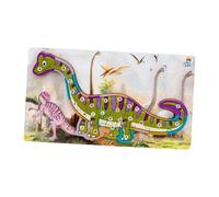 harayaa Alphabet Dinosaur Wooden Puzzle, Cartoon Jigsaw Puzzle Travel Toy, green
