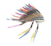 harayaa American Chief Indian Native Hat Headband Decoration Headpiece Men Women Feather Headdress Headwear for Halloween Mardi Gras (MultiColor)