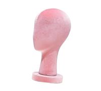 harayaa Bald Mannequin Head Manikin Head Hats Display Holder Hat Display Stand Velvet Wig Head for DIY Decoration Scarves Glasses, Pink, Height 33cm