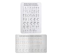 harayaa Braille Alphabet Board Education Gift Effective Teaching Supplies Braille Learning Card for Adults, Silver 2pcs