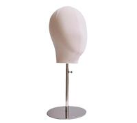 harayaa Canvas Block Head Wig Head Stable Multifunctional Wig Holder Mannequin Head for Hairpieces Headdress Hair Styling Wig Salon, Silver