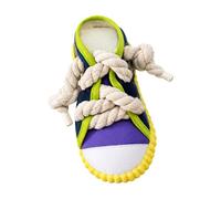 harayaa Canvas Dog Toy with Rope Laces Interactive Athletic Shoe-Shaped Pet Toy Tear-Resistant for Individual Play, Yellow