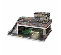 harayaa Car Display Rack Double Deck Garage Model Ramp Parking Lot Resin Construction With Storefront Accessories Suitable for Collector Showcase Home Decoration, Car Wash