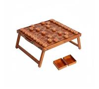harayaa Chess Board Foldable Wooden Table Portable Handle Stable Surface Support Suitable for Gathering, Golden Silk Nanmu Chess Pieces