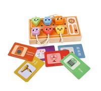 harayaa Children Educational Board Wooden Activity Board Busy Board Matching Board Toy With Plug Shapes Cables Dial Slider Switch And Bilingual Cards suitable for language practice