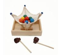 harayaa Children Focus Wooden Target Game Set Ball Catching Toy Tray Base With Mesh Hammock And Two Mallets For Hand Eye Coordination Training Suitable for kids learning playroom fun home recreation