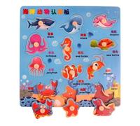harayaa Children Shape Puzzle Wooden Sorting Board Animal Vehicle Everyday Object Matching Fine Motor Toy Easy Placement, Ocean Theme, Marine Animals, Underwater Scenery