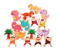 harayaa Children Stacking Blocks Wooden Dinosaur Stacking Game Balance Toy Educational Puzzle Set Preschool Learning Playset Activity Suitable for playrooms kindergartens nurseries