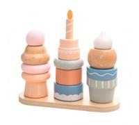 harayaa Children Stacking Blocks Wooden Stacker Sorter Puzzle Toy With Dessert Theme Peg Shapes And Smooth Painted Pieces For Sorting And Fine Motor