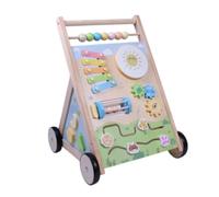 harayaa Children Wooden Push Cart Toddler Pusher Activity Cart with Angled Activity Panel Suitable for Early Walking Support Motor Skills Practice playroom, Children S Stroller B Model 2.85kg CX