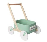 harayaa Children Wooden Push Cart Trolley with Slanted Frame and Secure Handle for First Steps and Toy Storage Pretend Play Indoor use, Array, Light Green