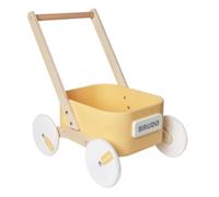 harayaa Children Wooden Push Cart Trolley with Slanted Frame and Secure Handle for First Steps and Toy Storage Pretend Play Indoor use, Array, Yellow