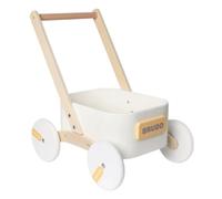 harayaa Children Wooden Push Cart Trolley with Slanted Frame and Secure Handle for First Steps and Toy Storage Pretend Play Indoor use, Array, White