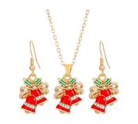 harayaa Christmas Necklace and Earrings Set for Women Novelty Christmas Jewelry Xmas Necklace & Hook Earrings Set for Festive Gift, Bell