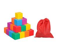 harayaa Colorful Wooden Cube Solids Colorful Square Wooden Blocks Math Toy Fine Motor Skills Stacking Toy for School and Kids Daycare, 2cm 30pcs
