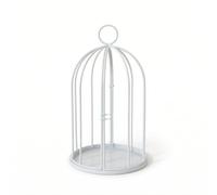 harayaa Decorative Bird Cage Metal Display Cage Birdcage With Loop Handle Open Frame Candle Display Iron Construction With Domed Top Suitable for weddings, Small 24.5cm H X 14cm D, White
