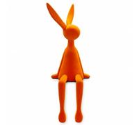 harayaa Decorative Statue Bunny Figurine Hare Ornament Desk Sculpture With Flocked Soft Texture Minimalist Modern Resin Finish Suitable for shelves mantels, Orange, Small Approx. 46cm High