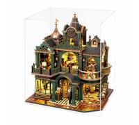 harayaa Detective Agency Puzzle Model House Architectural With Multi Level Facade Towers Arched Openings Balcony Railings Acrylic Dust Cover Suitable for bookshelf desk study home decor