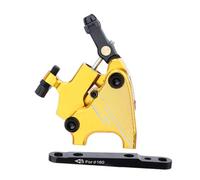 harayaa Disc Brake Caliper Road Brake Rotor Adapter Two Piston Hydraulic Aluminum Alloy Body Compact Lightweight Construction Printed Model Markings Suitable, Gold, 140/160 Universal