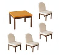 harayaa Display Set Miniature Dining Set With Table And Chairs Dollhouse Furniture Kit With Neat Proportions And Pla Build suitable for display scenes craft, Table And Chair Set B