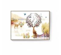 harayaa Distribution Panel Cover Circuit Breaker Box Electric Concealer with Flip Up Access Door Frame Oil Canvas Core Seamless, 40 30cm Covers 28 20cm, B - Mother and Child Deer