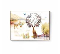 harayaa Distribution Panel Cover Circuit Breaker Box Electric Concealer with Flip Up Access Door Frame Oil Canvas Core Seamless, Flip Cover 50x40cm Covers 38x30cm, C - Forest Deer