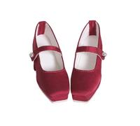 harayaa Doll High Heels Chunky Heel Strap Shoes Resin Accessories Classic Style Suitable for Home Decoration Photography Doll Styling, Red, Wine Red