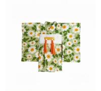 harayaa Doll Kimono Mini Wrap Front Robe Sleeve Full-Coverage Floral Details Crafted for 1/12 Scale Suitable for Scene Building Display , Green With White Flowers