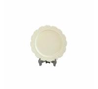 harayaa Dollhouse Plate Embossed Miniature Dinner Plate Alloy Tableware Vintage Tray French Floral Carving Suitable for Collectors Dioramas Crafting Home Decoration, Cream White, 27 4mm