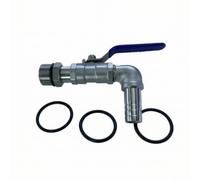 harayaa Drum Transfer Valve Metal Drum Faucet Angled Drain Spout Hose Barb Lever Handle 304 Stainless Steel Threaded Inlet Leak Control Right Angles Outlet suitable for workshops garages storage areas