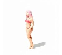 harayaa Figure Tiny People Model Bikini Pose Hand-Painted Miniature Collection Suitable for Dollhouse Decor Diorama Layout Summer Seaside Display, Pink-Haired Red Bikini Standing Beauty