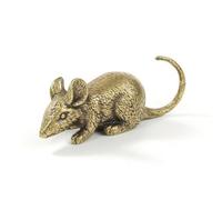 harayaa Figurine Brass Sculpture Animal Statue Miniature Ornament With Textured Hairy Surface Curled Tail And Carved Features Vintage Antique Finish suitable