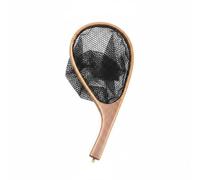 harayaa Fishing Landing Net Lightweight Fine Mesh Angler’ Net Wooden Rubber Construction Portable Small Design Suitable for Freshwater Stream River Angling, Curved Handle A