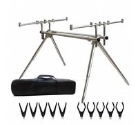 harayaa Fishing Rod Support Adjustable Telescopic Rod Holder Stand Rack Rest Aluminum Alloy Frame With Multi Rod Setup Portable With Storage Bag suitable for river bank lake shore sea pier