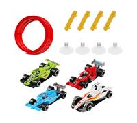 harayaa Flexible Car Track with 4 Mini Car Model, Suction Cup Mount 16.4ft Roll up Race Track for Children Kids Gifts, Red