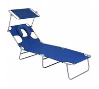 harayaa Foldable Reclining Camp Bed Sturdy Portable Lounge Chair with Sun Canopy Folding Lounge Chair with Canopy for Beach, Poolside, Patio